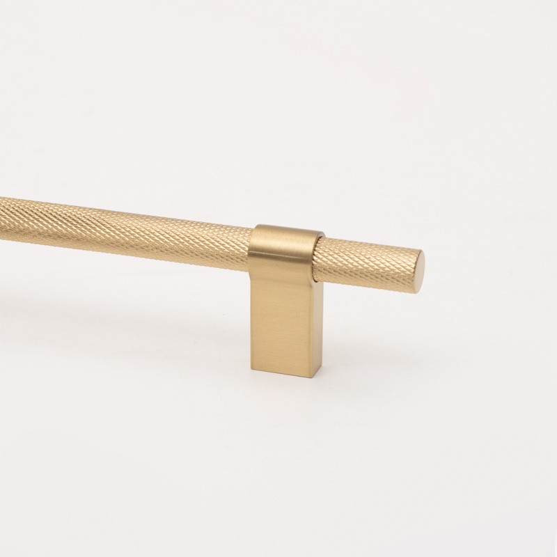 Qiansi HK0904 New Design Solid Brass Knurled handle Kitchen Cabinet Drawer Handle and Knob Modern Wardrobe Pulls