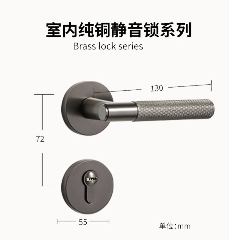 Qiansi brass handle Household Pure copper indoor universal door handlebedroombathroommagnetic  copper split wooden door lock