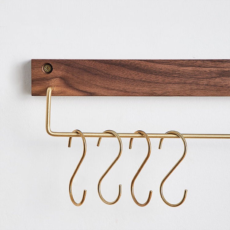 Brushed Brass S shape shaped coat hook towel rods bar rack accessories gold bathroom kitchen S hooks