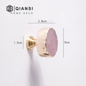 QS Fashion Unique Brass Crystal Cabinet Handle Brass Kitchen Cabinet Knob Handles Marble Furniture Handle