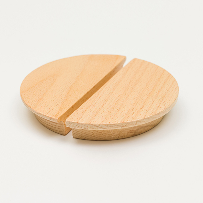 Natural Beech half moon round wood for furniture wardrobe half round kitchen drawer cabinet door handles pulls