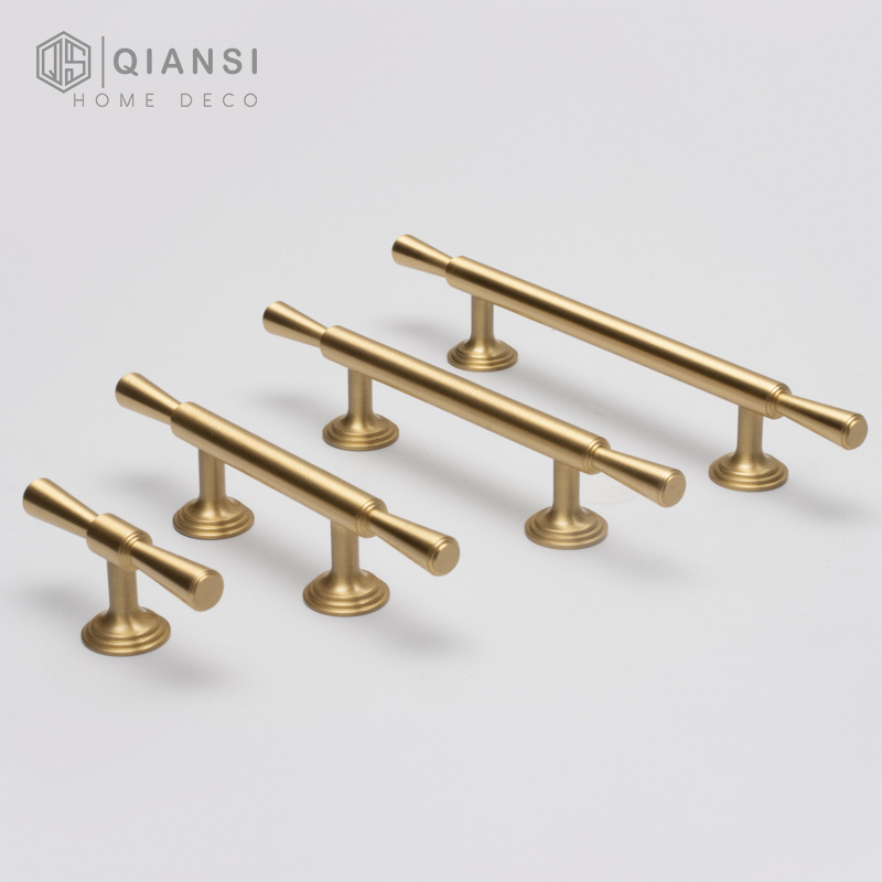 Light Luxury Style Golden Brass Kitchen cabinet Handle Modern Minimalist Furniture Wardrobe Door Handles Knobs Pulls