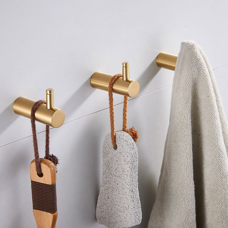 signature hardware wall mouted single robe hook brushed nickel brass bathroom hardware robe hook