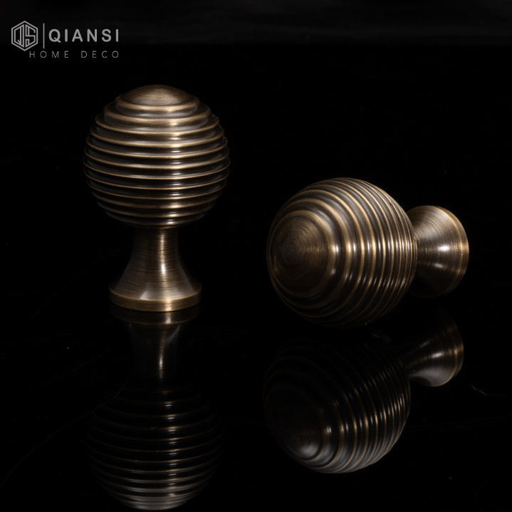 Qiansi HK0400 Modern Long-Term Rust Dia 30mm Brass Knob Furniture Handles Drawer Knobs Quick Install Cabinet Pull