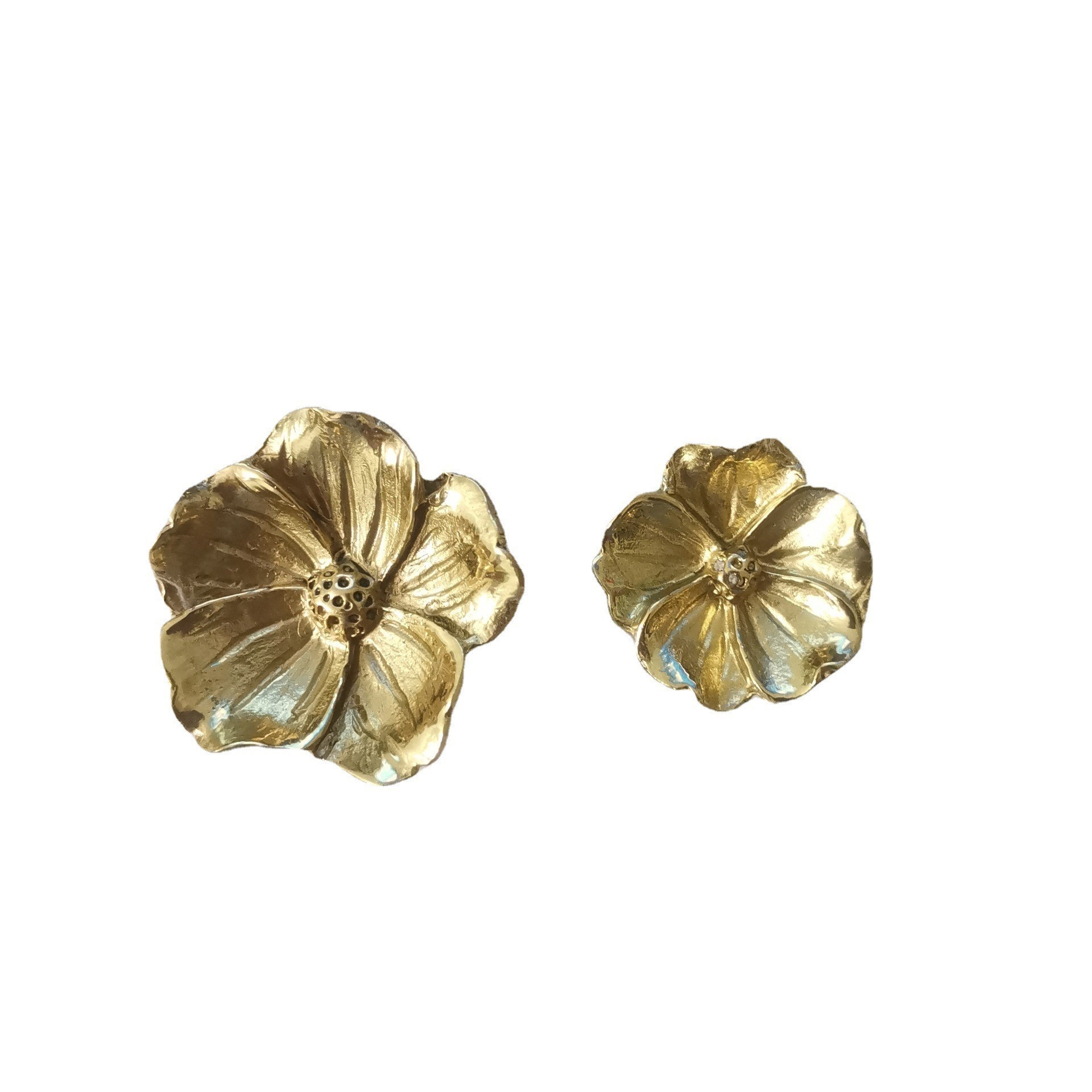 FREE SAMPLE Brass Flower Drawer Knob Brushed Gold Kitchen Cabinet Knob Pulls Dresser Handle Hardware