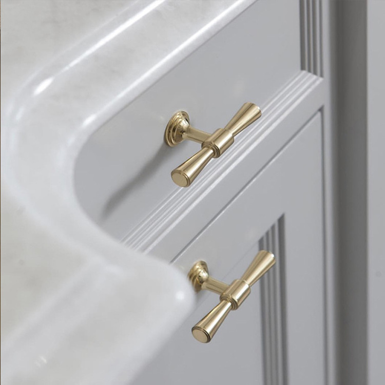 Light Luxury Style Golden Brass Kitchen cabinet Handle Modern Minimalist Furniture Wardrobe Door Handles Knobs Pulls