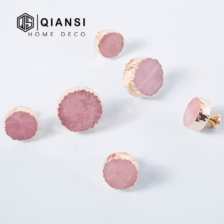 QS Fashion Unique Brass Crystal Cabinet Handle Brass Kitchen Cabinet Knob Handles Marble Furniture Handle