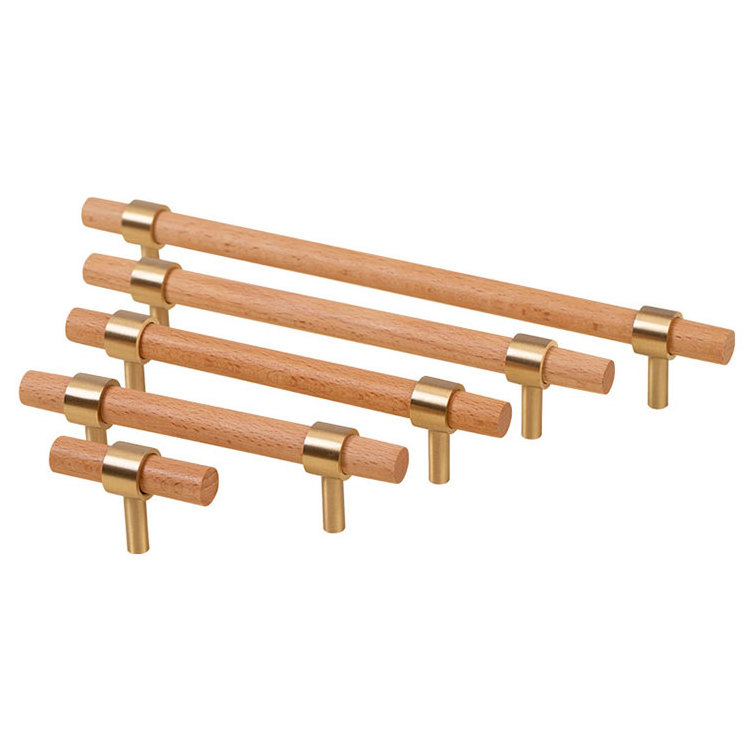 Brass Wood Pulls Cupboard Handles Walnut Beech Cabinet Door Handle Drawer Pulls Dresser Knobs