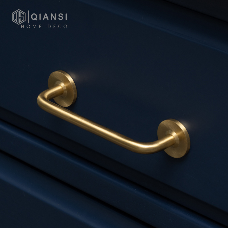 Qiansi HK0073  High Quality Vintage Gold 5 inch Furniture Kitchen Solid Brass Cabinet Drawer High-grade Handle Knob Pull