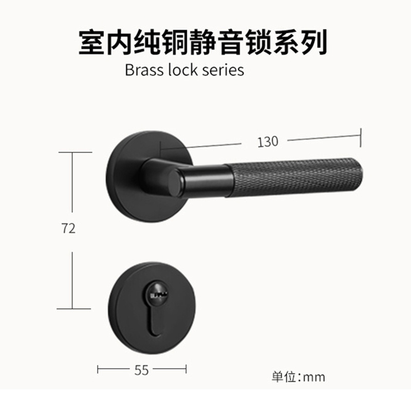 Qiansi brass handle Household Pure copper indoor universal door handlebedroombathroommagnetic  copper split wooden door lock