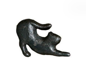 Cabinet drawer Cat handles Vintage metal black matte cast iron handles Animal shaped handles