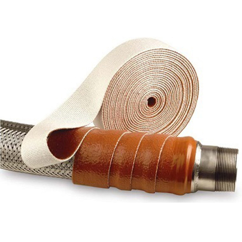 Fire Insulation Braided Silica Sleeving Silicone Coated Fireproof Fiberglass Tape