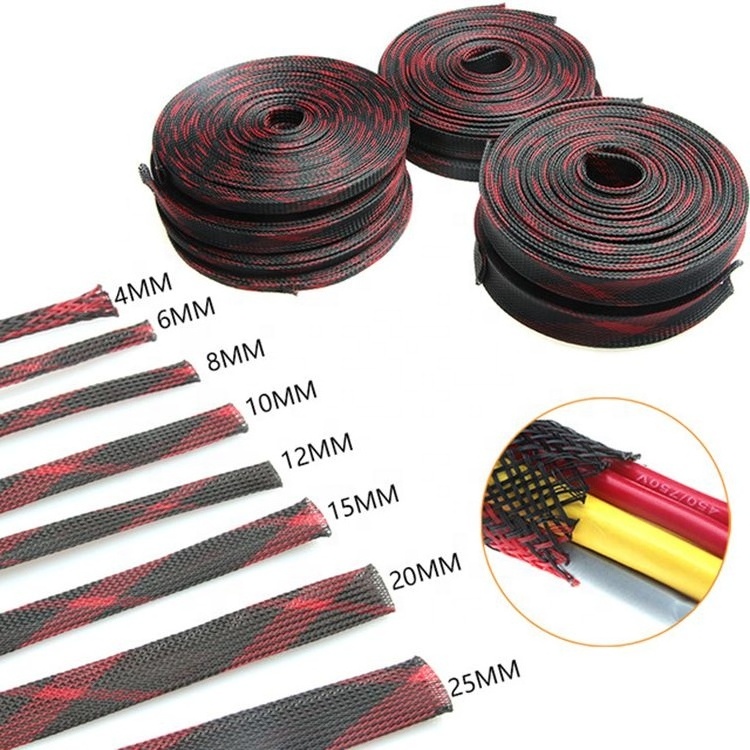 Multicolor PET Braided Expandable Sleeve for Wiring Harness Wire Cover Insulation Sleeving Cable Management