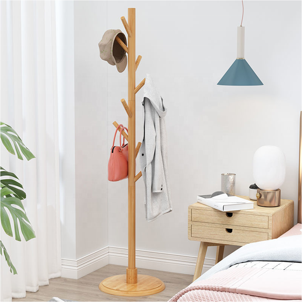 Custom Bamboo Coat Rack For Clothes Coats And Bags Wooden Coat Hooks With Shelf