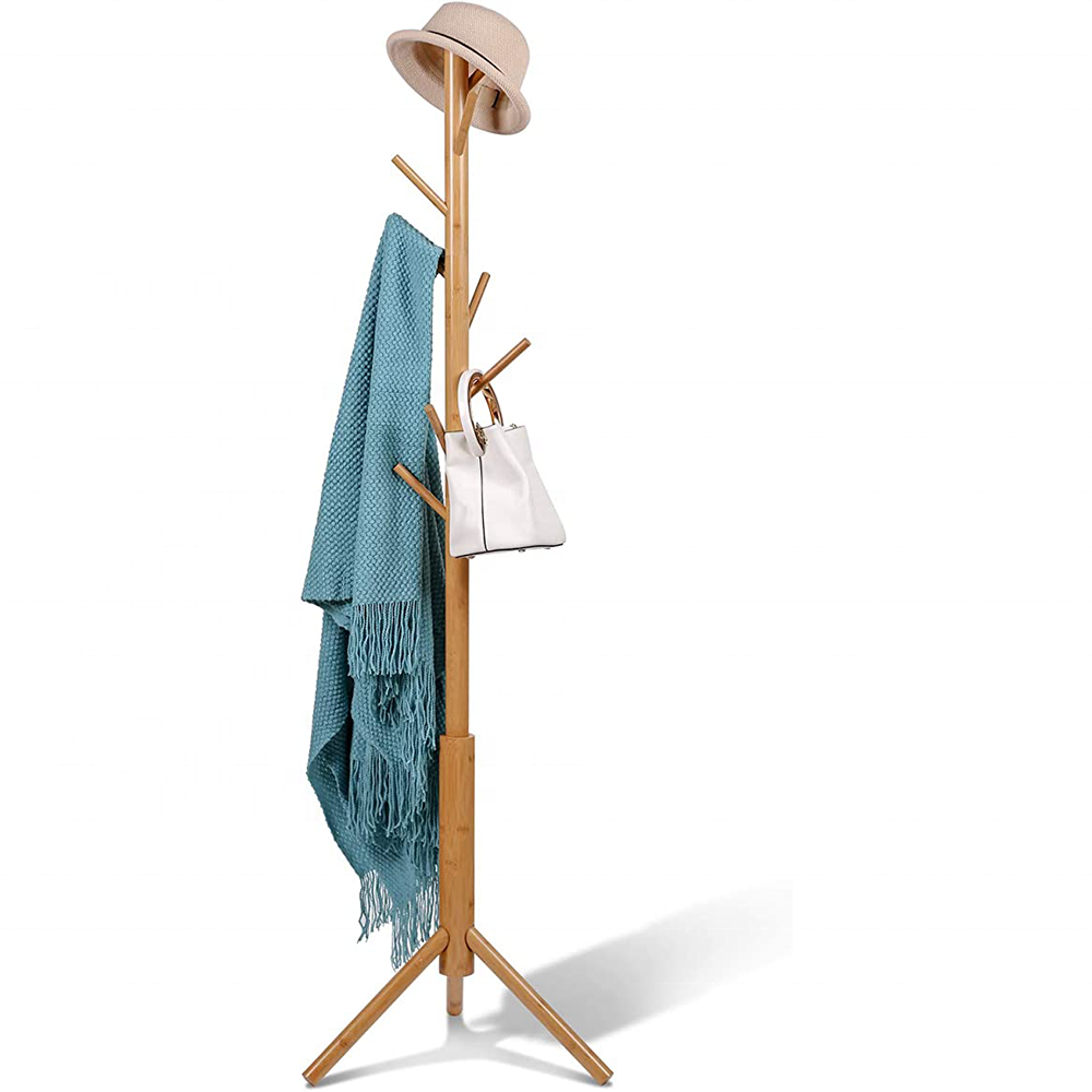 Custom Bamboo Coat Rack For Clothes Coats And Bags Wooden Coat Hooks With Shelf