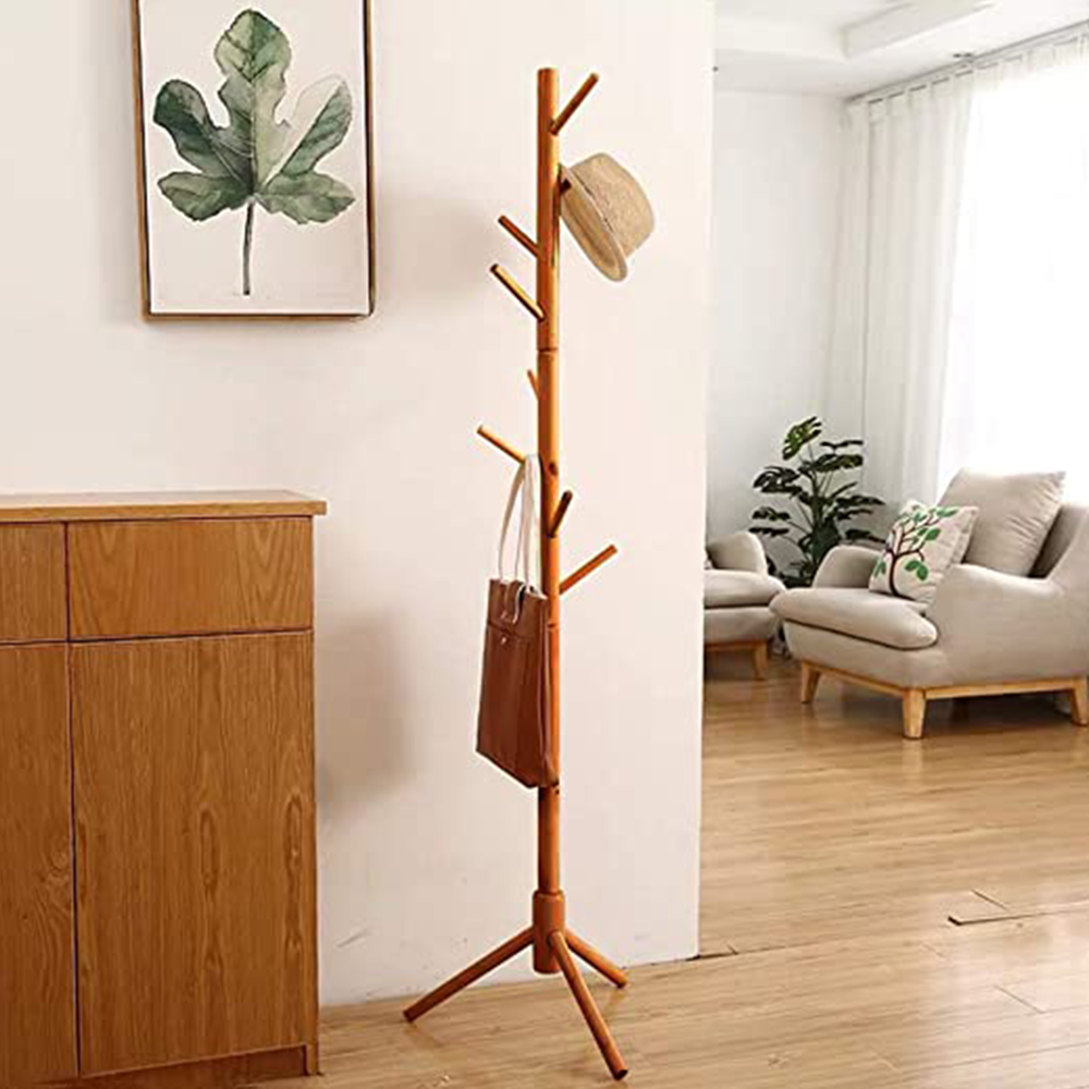 Custom Bamboo Coat Rack For Clothes Coats And Bags Wooden Coat Hooks With Shelf