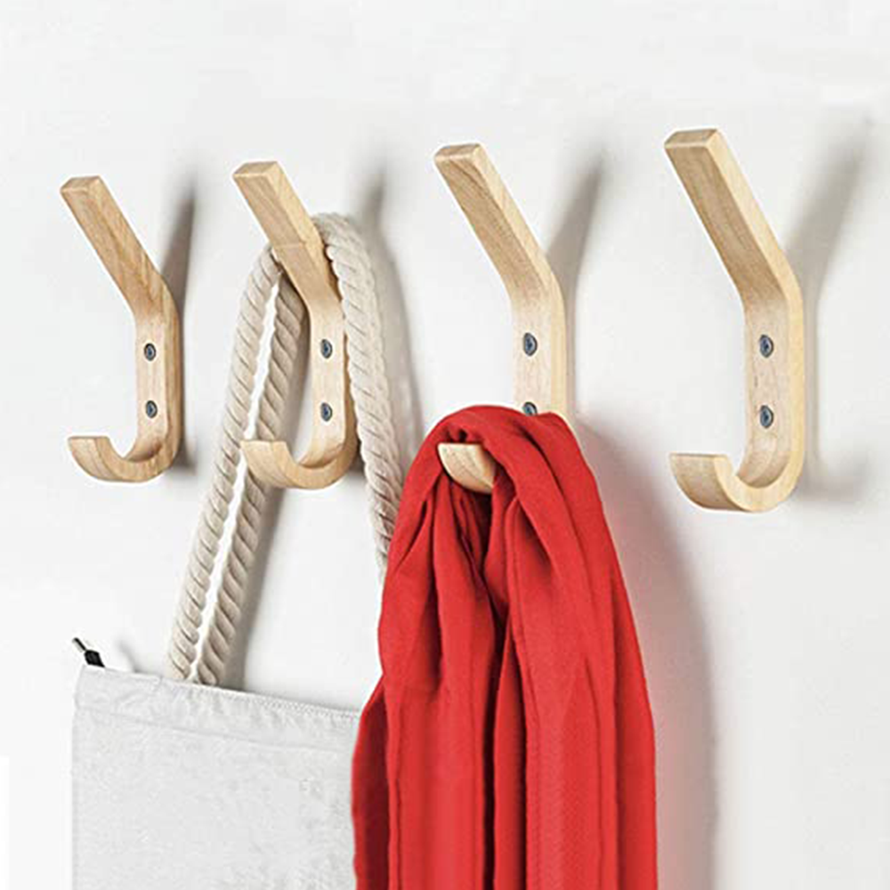 Bamboo Garment Coat Clothes Hanging Rack Wall Mounted Coat Rack Entryway Wall Shelf With Hooks