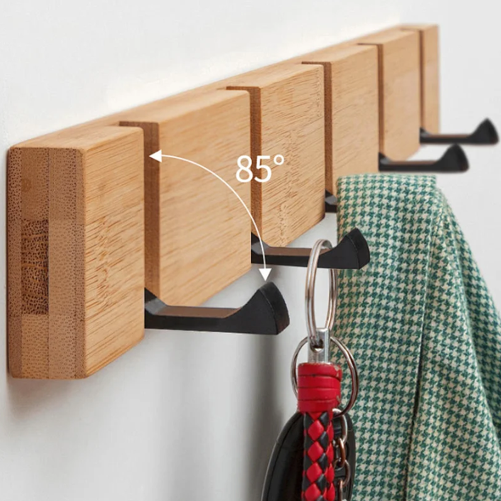 Wall Mounted Foldable Coat Rack Coat Hat Hanger Hooks Entryway Corner Room Wall Hook Bamboo Hat Rack