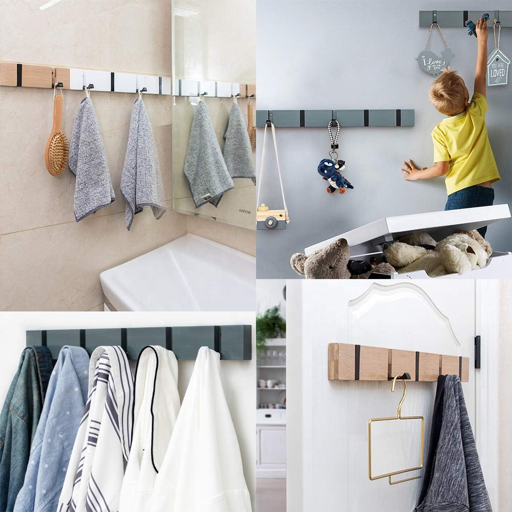 Modern Wall Floating Space Saving Hangers Wall Mounted Unusual Coat Rack Entryway Bench With Storage And Hooks