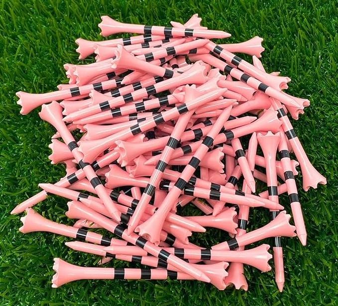 High Quality Customized Printed Golf Nails New Design Pink Golf Plastic Rubber Tees  Golf Tees