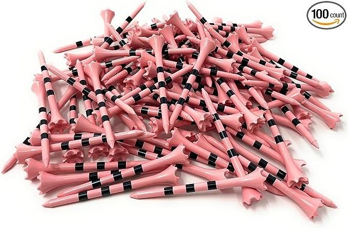 High Quality Customized Printed Golf Nails New Design Pink Golf Plastic Rubber Tees  Golf Tees