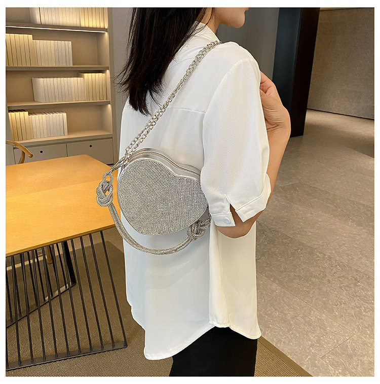 E3034 Fashionable Luxury Evening Bag for Ladies Heart Shape Resin Material with Water Diamond Decoration