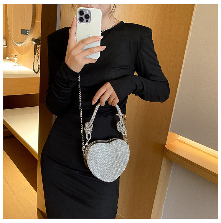 E3034 Fashionable Luxury Evening Bag for Ladies Heart Shape Resin Material with Water Diamond Decoration