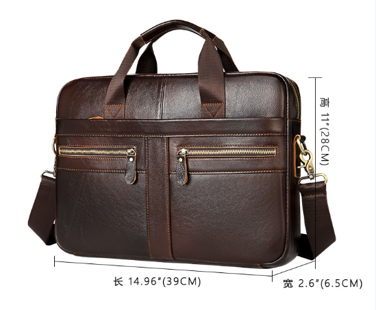 M1013 Genuine Leather Briefcase Business 15.6 inch Laptop Handbag Men Soft Sided hot design bags business leather briefcase men