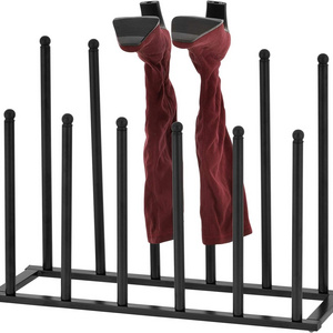 Modern Chrome Plated Metal 6 Pair Tall Boot Rack Display Holder Freestanding Entryway or Closet Shoes and Boot Stand Organizer