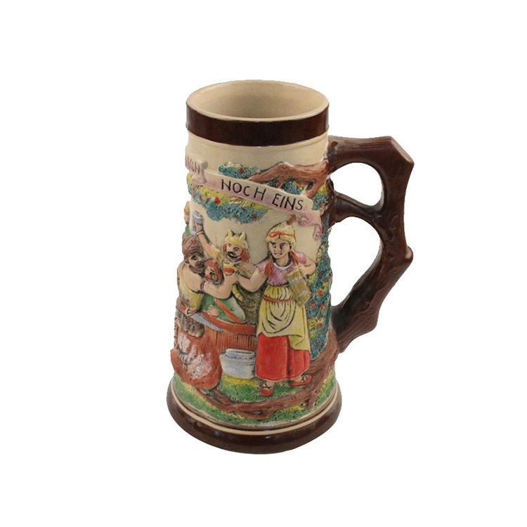 Danmark souvenir custom cheap engraved ceramic beer mug stein wholesale