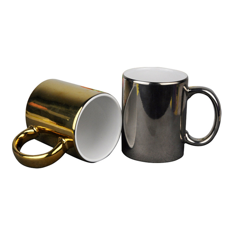 good sale make your own 11 oz straight porcelain drink cup&mug blank electroplate silver plated bambu mug for bank gift