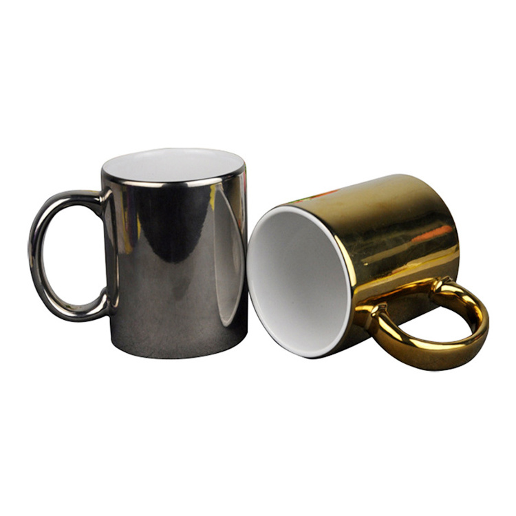 good sale make your own 11 oz straight porcelain drink cup&mug blank electroplate silver plated bambu mug for bank gift