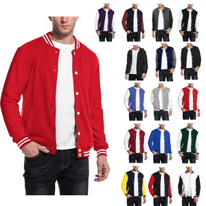 Wholesale Men Fashion Blank Varsity Baseball Sport Wear Jackets Causal Slim Fit Cotton Bomber Jacket