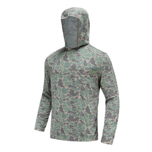 Wholesale Camo Fishing Shirts With Hood Sublimated Long Sleeve Fishing Shirts Marshwear Fishing Shirt