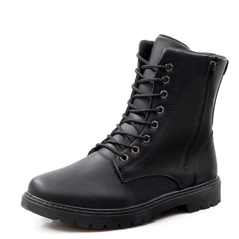 fashion British style work men boots lace zip non-slip cotton high boots for men