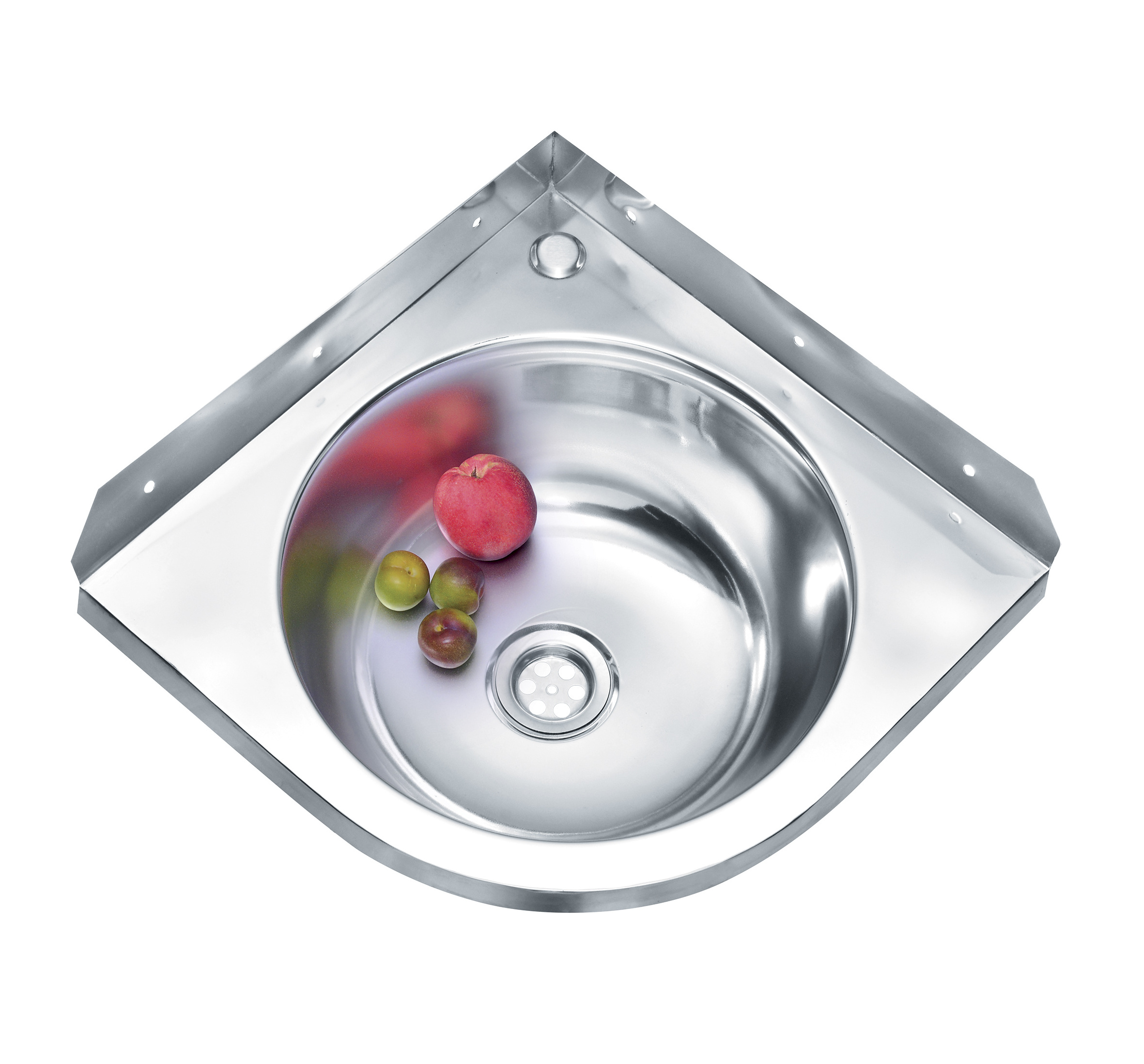 Corner Style triangular stainless steel wall hanging vessel utility freestanding sink