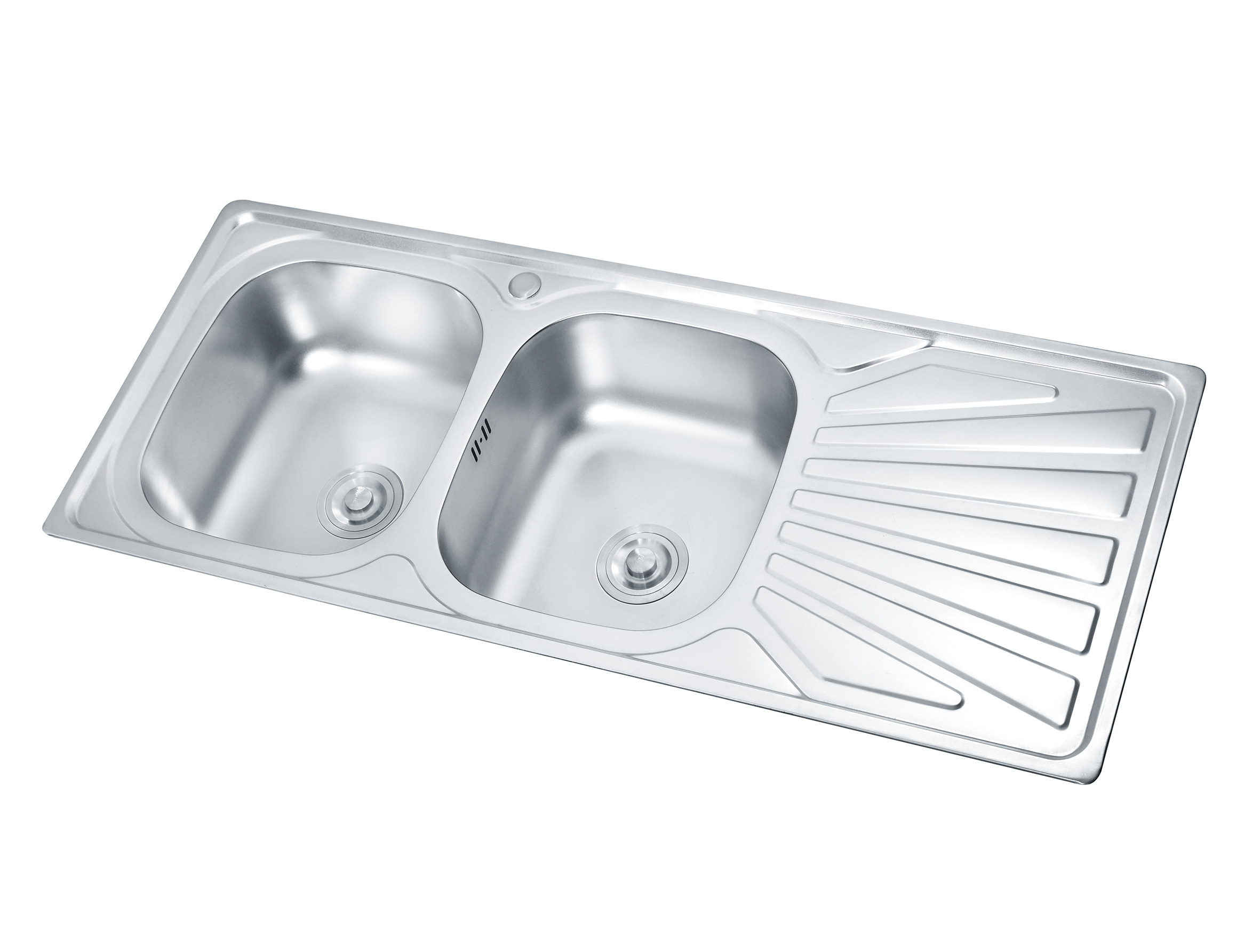 Wholesale double bowl kitchen sinks with drainboard stainless steel grid with anti-scratch protective cover for sale