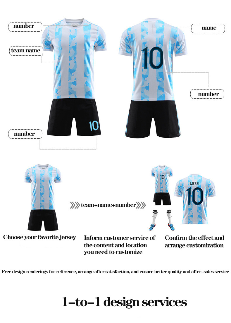 vetements sport wholesale custom 22 10 Argentina national team soccer wear sublimation embroider logo  football jersey