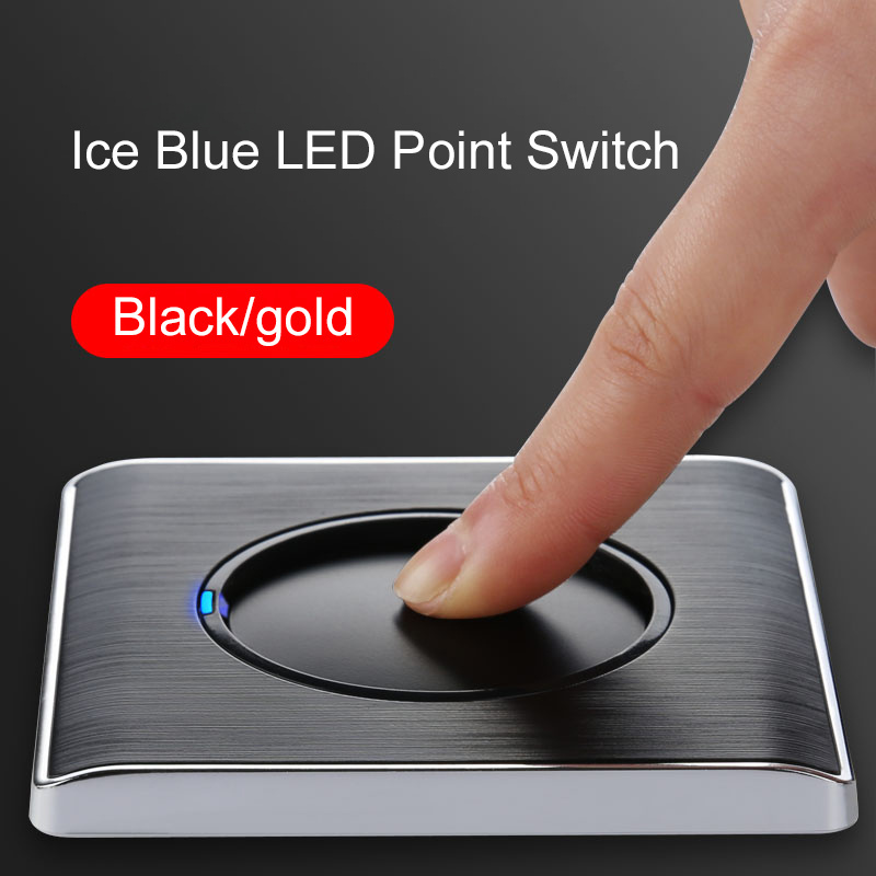 Luxury Light Push Button Switches Aluminum Alloy Panel 220v Wall Switch 1 Gang 3 Way Power Light Switch Wall With Indicator