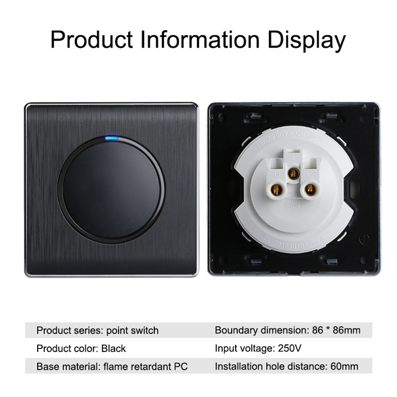 Luxury Light Push Button Switches Aluminum Alloy Panel 220v Wall Switch 1 Gang 3 Way Power Light Switch Wall With Indicator