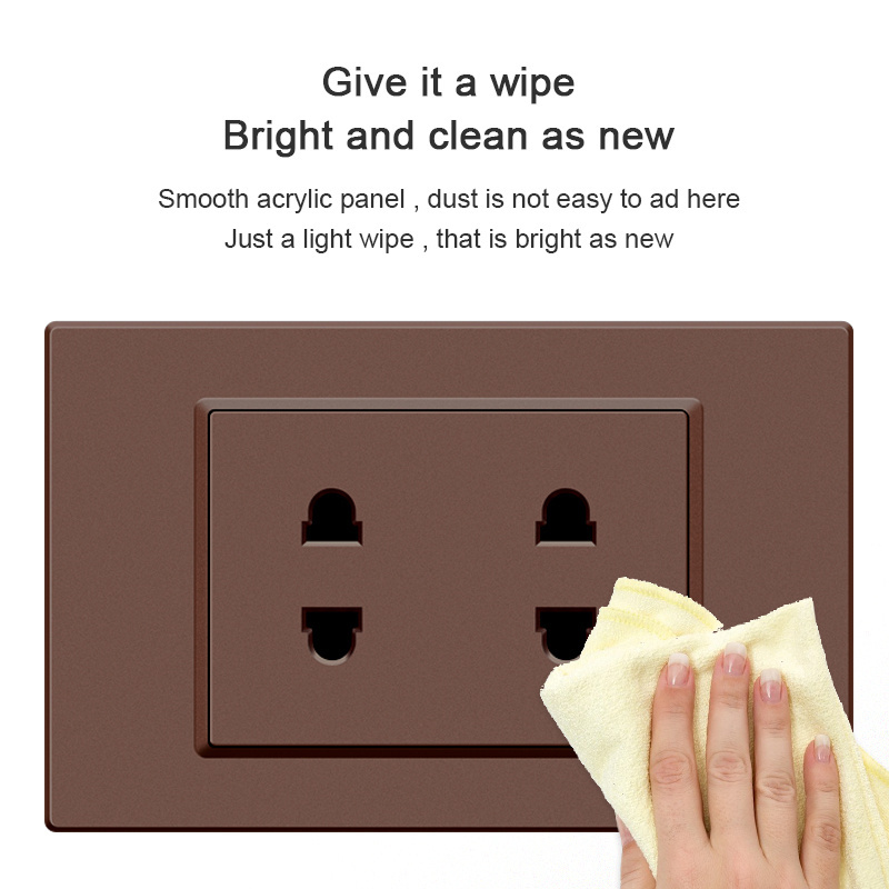 118mm Brown Plastic Home Appliance South American Smart Plug Socket Us Wall Outlet Socket And Switch 118 Wall Switch