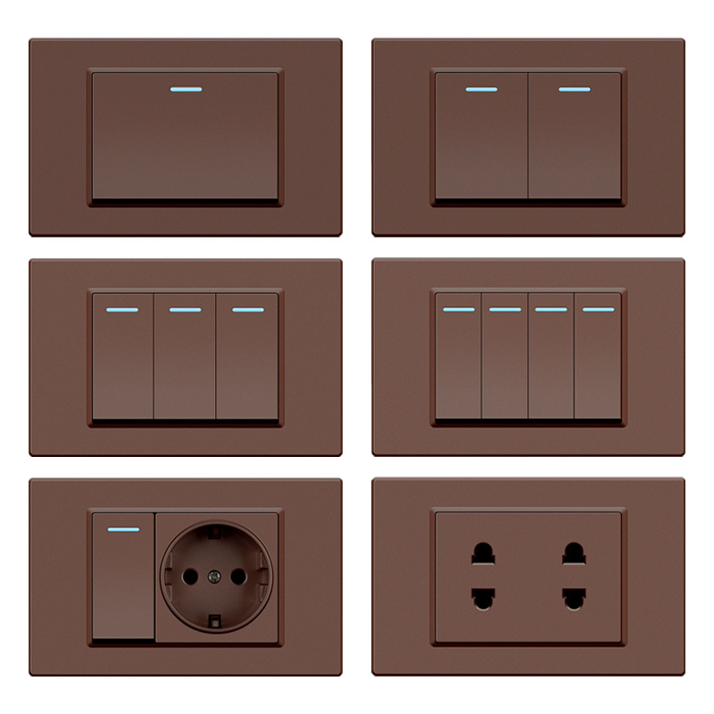 118mm Brown Plastic Home Appliance South American Smart Plug Socket Us Wall Outlet Socket And Switch 118 Wall Switch