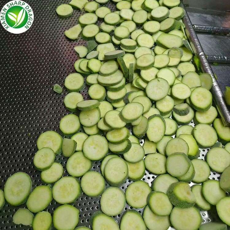 Wholesale IQF Frozen Zucchini Green shredded Zucchini Summer long neck Squash Slice Courgette Freezable Chunk Diced Block Cubes