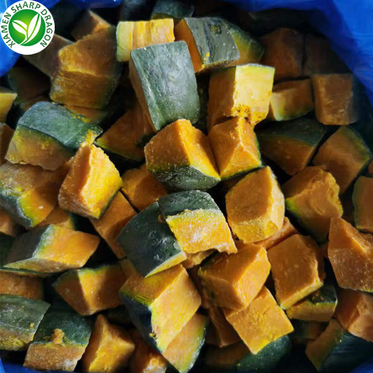 IQF Organic Frozen Peeled Pumpkin Diced Cut Chunks Block Cubes Bulk Organic Freeze Freezing Healthy Natural Wholesale price