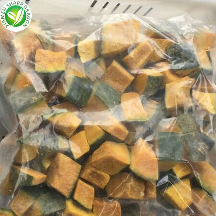 Wholesale price IQF Peeled and Unpeeled Sweet Frozen Pumpkin Diced Dice Slice Sliced Chunk Diced Block Cube Cuts Bulk Freezing