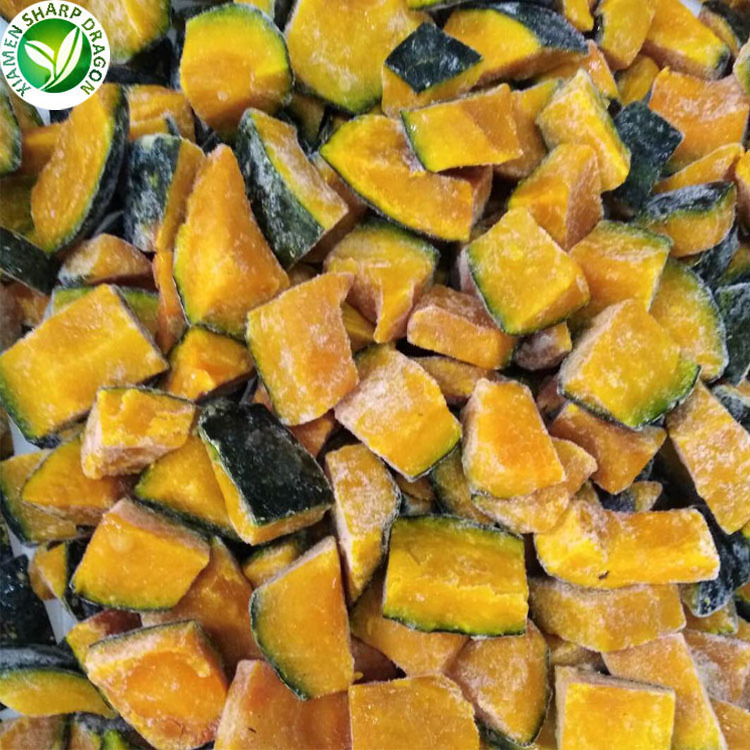 Frozen IQF Raw Fresh Pumpkin Cubed Diced Chunks Block Organic Freezing Freeze Healthy Natural Unsweetened Wholesale Price  Bulk