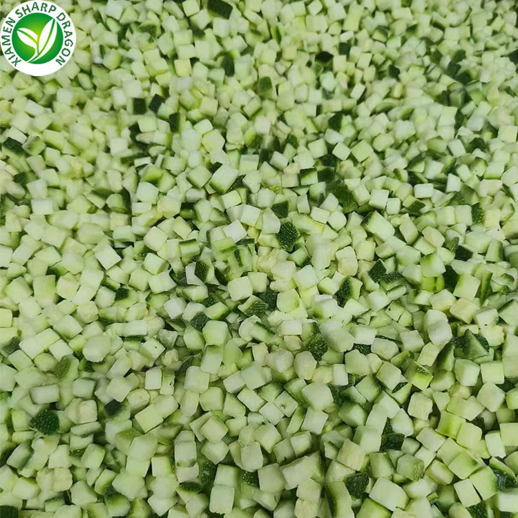 IQF Frozen yellow Green Zucchini Dice Slice Sliced Chunk Diced Block Cubes Cuts Bulk organic Freeze Freezing Wholesale price