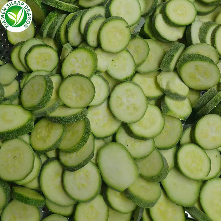 Wholesale IQF Frozen Zucchini Green shredded Zucchini Summer long neck Squash Slice Courgette Freezable Chunk Diced Block Cubes