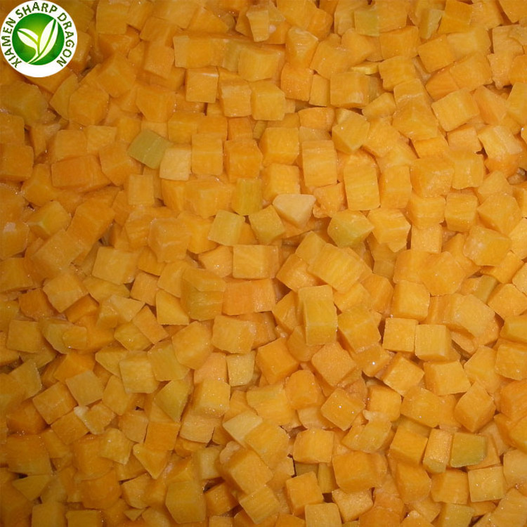 Frozen IQF Raw Fresh Pumpkin Cubed Diced Chunks Block Organic Freezing Freeze Healthy Natural Unsweetened Wholesale Price  Bulk