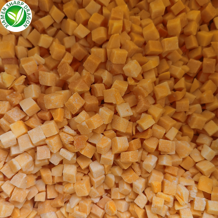 IQF Wholesale Bulk Frozen Organic Healthy Fresh Peeled Pumpkin Dice Slice Sliced Chunk Diced Block Cubes Cuts Freezing Organic